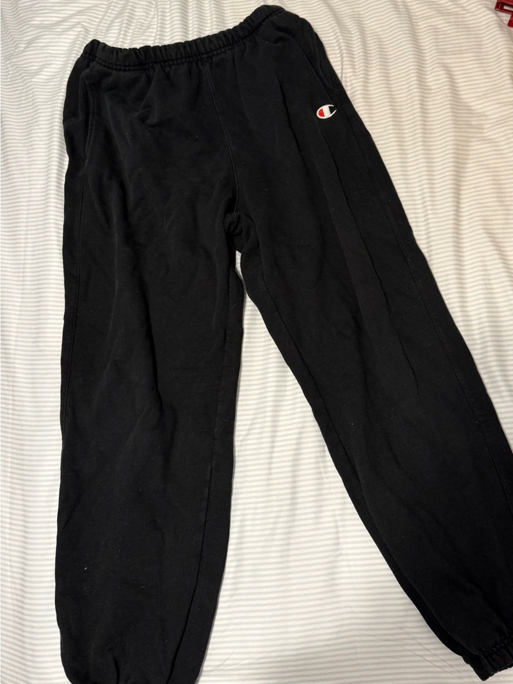 Champion Black Track Joggers with Small Logo